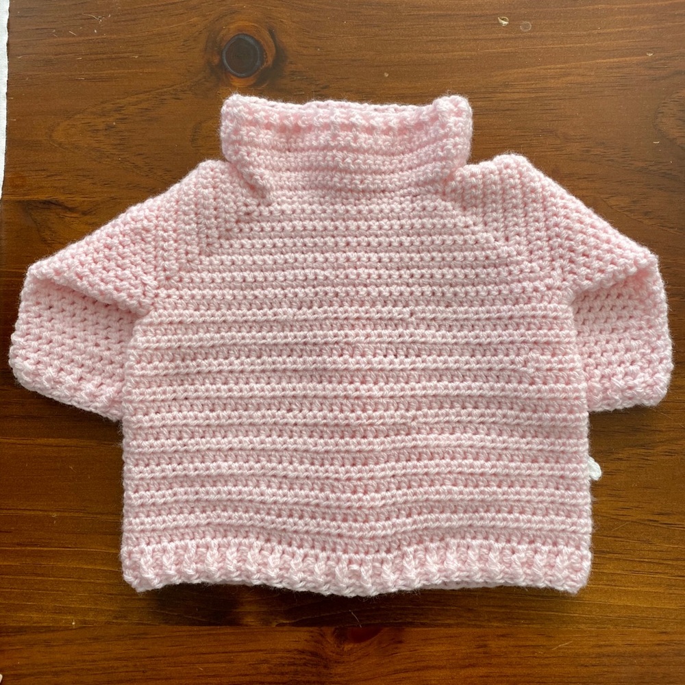 New handmade 0-6 month pink sweater dog appliqué - Picture 4 of 7